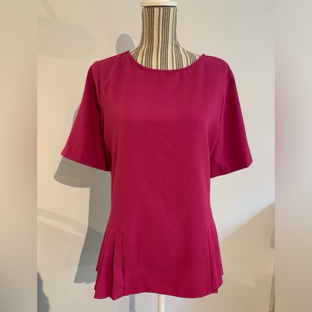 Pink Eloquii ruffled hem blouse size 14